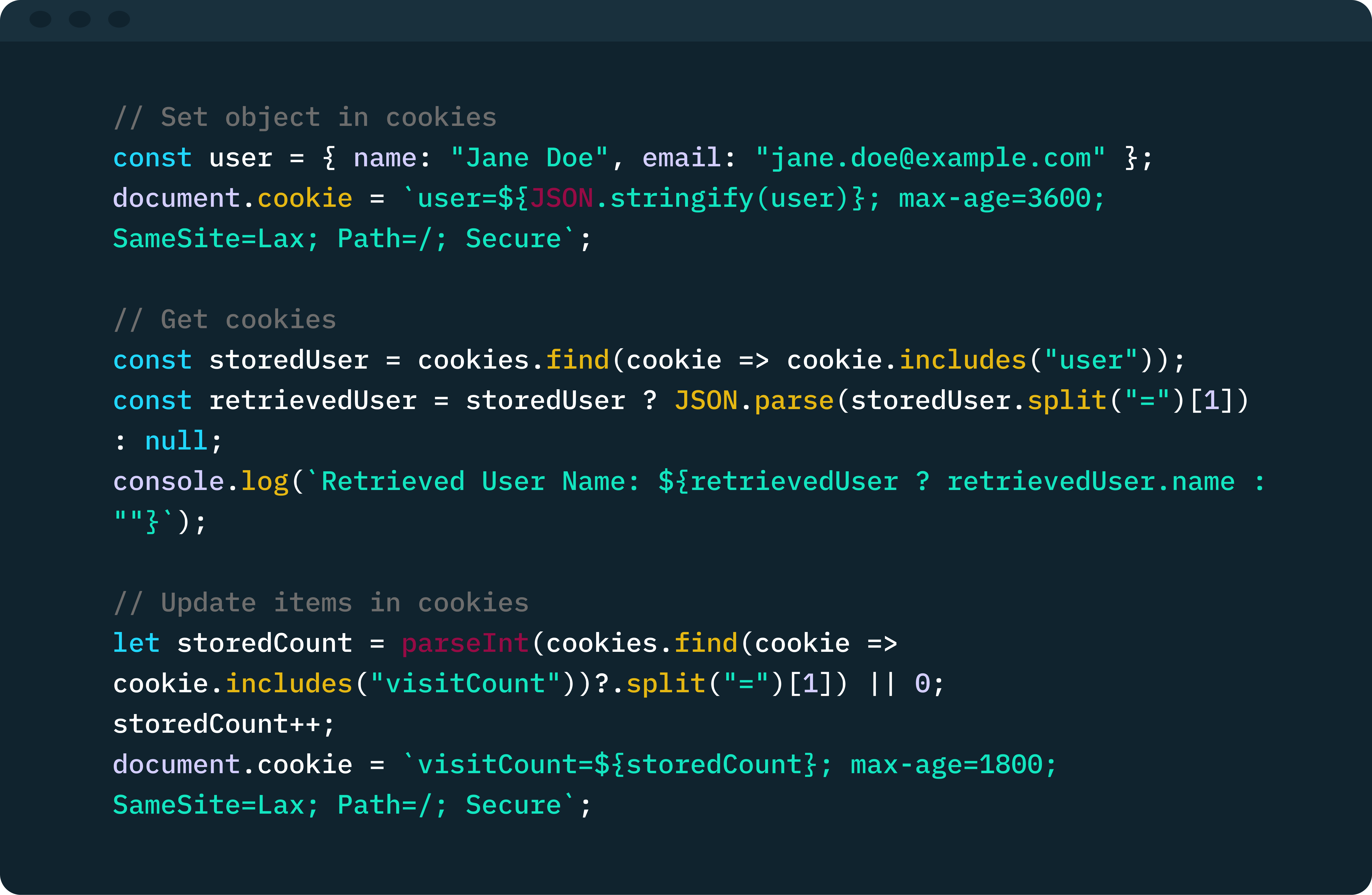 code to manage sessions with cookies
