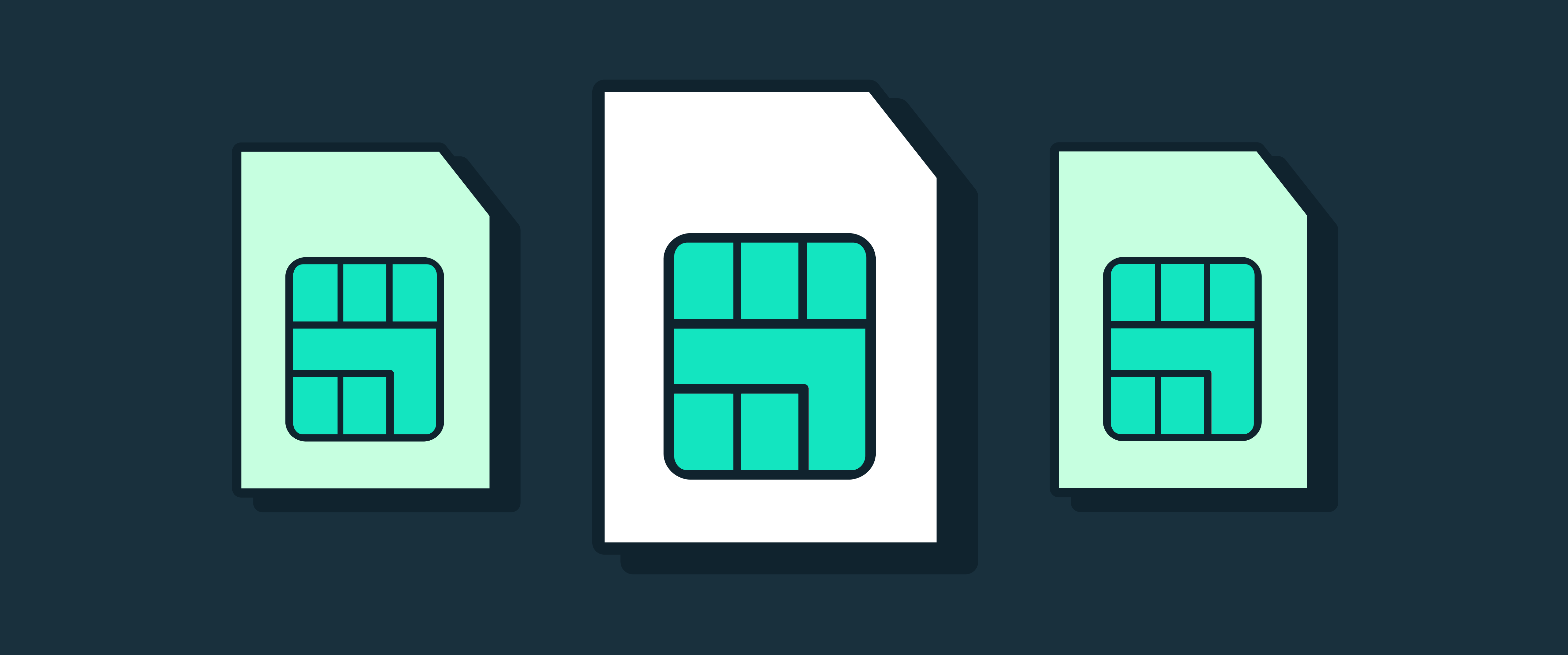 An illustration of three sim cards