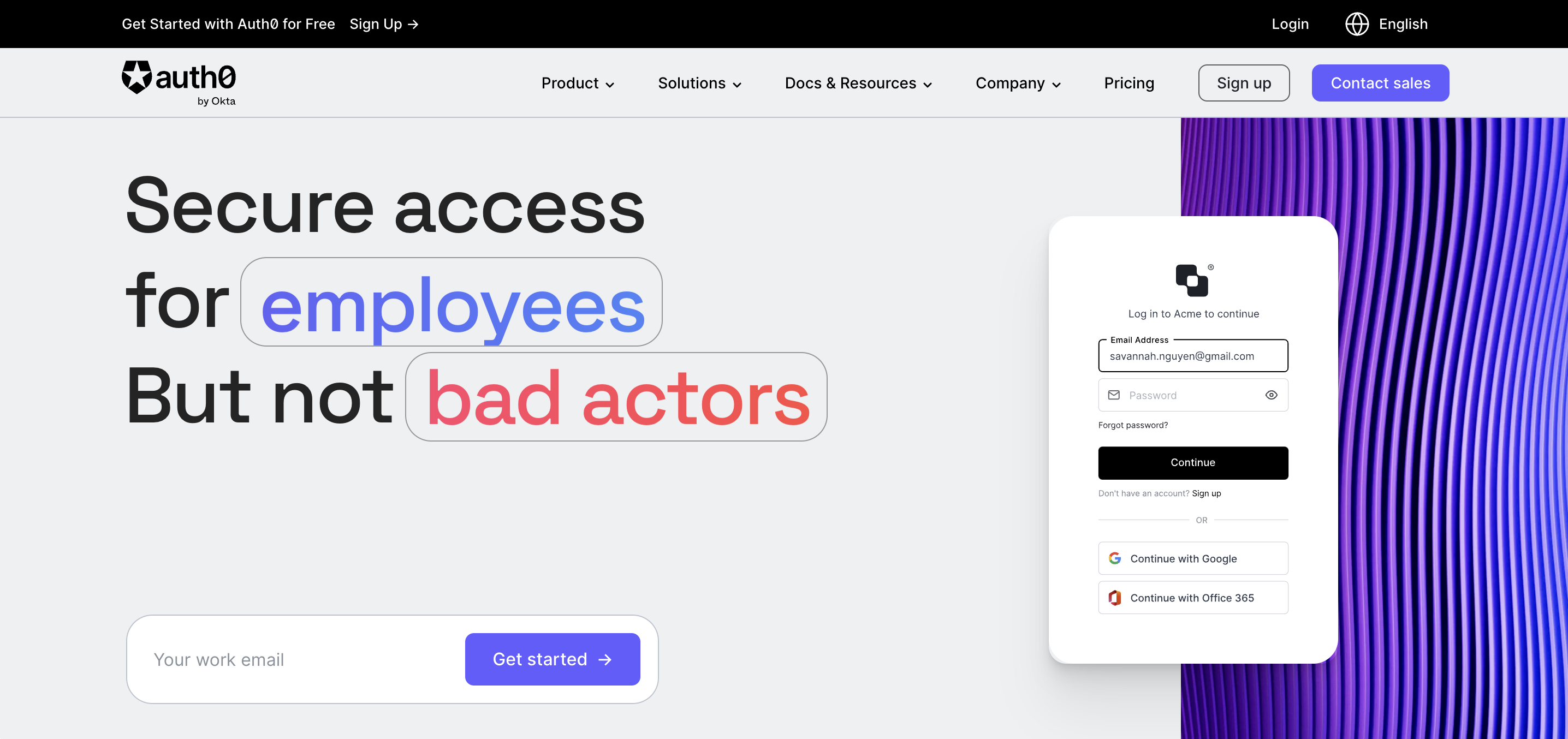 a screenshot of Auth0's homepage