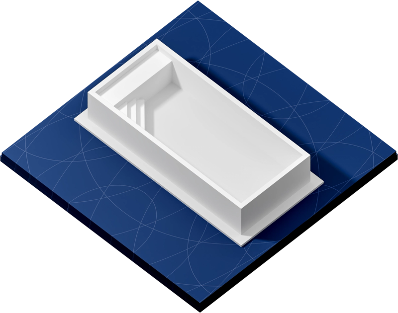 Een compact zwembad met hoektrap en verborgen lamellennis