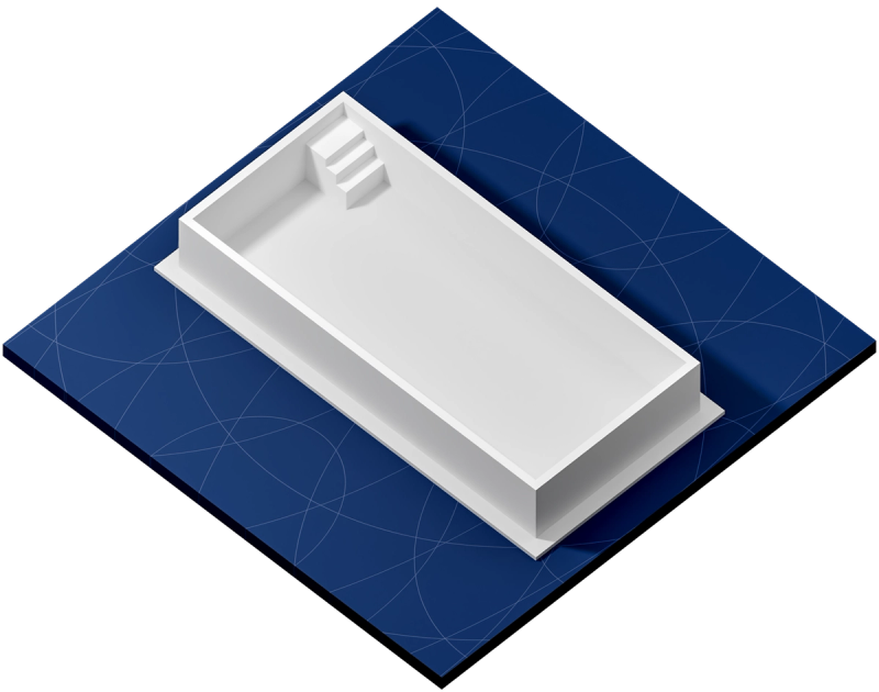 Een strak zwembad met waterelement en verhoogde muur