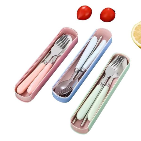 Portable 3-Piece Tableware Set Stainless Steel