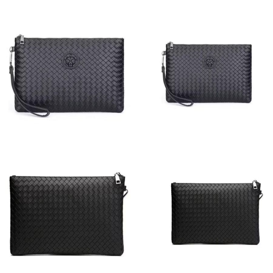 Luxury Leather Woven Clutch Bag