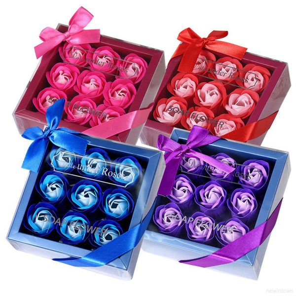 9 Pcs Scented Bath Soap Rose Floral Box
