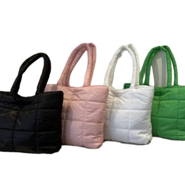 Down Cotton Padded Large Capacity Quilted Tote Bag