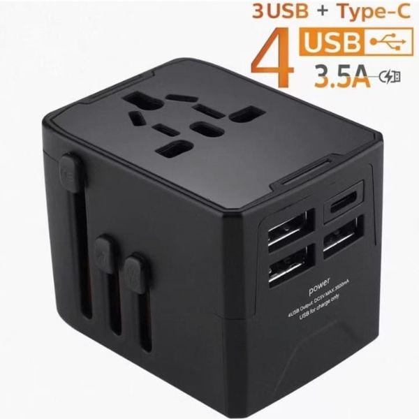 Universal Compact Travel Adapter Wall Plug with USB type C ports