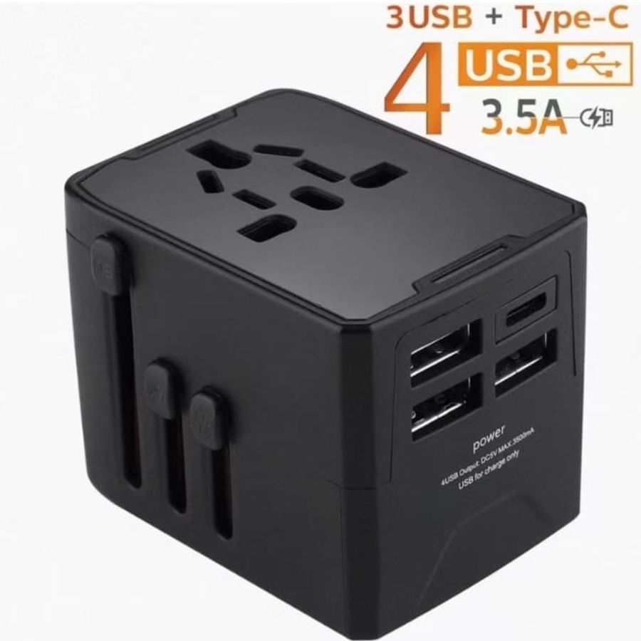 Universal Compact Travel Adapter Wall Plug with USB type C ports