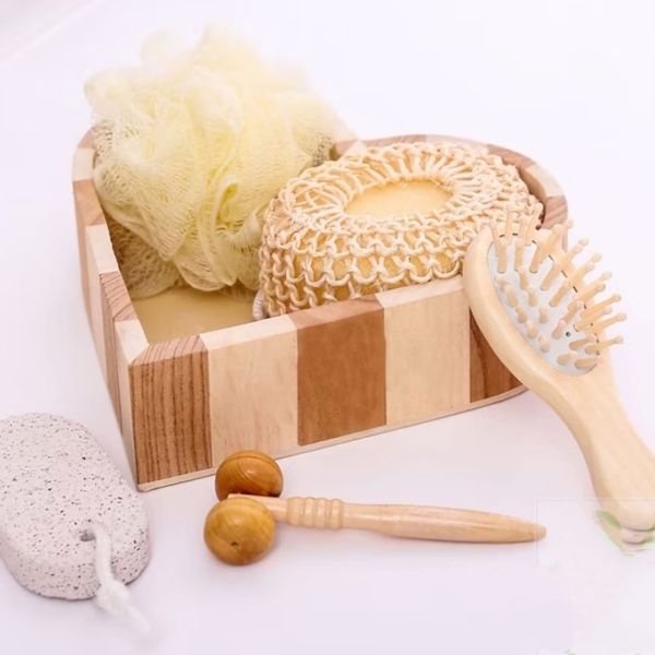 Bath Set with Wooden Heart Gift Box