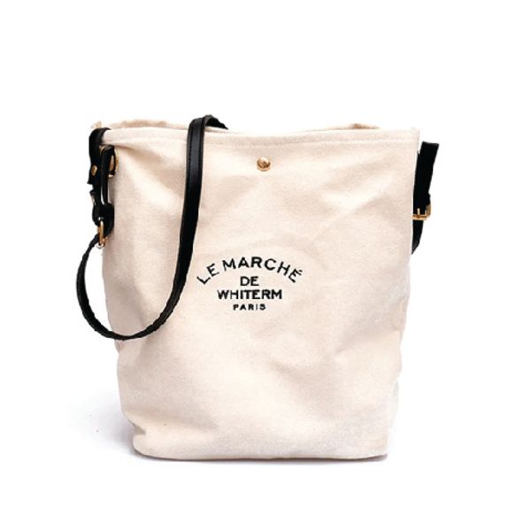 Cotton Tote Bag Leather Handle