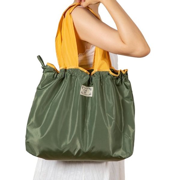 Foldable Large Capacity Drawstring Nylon Shopping Bag