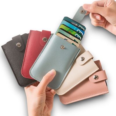 Hidden Pull Out Card Case Organizer/Multi-Card PU Leather With Buckle Card Sleeve