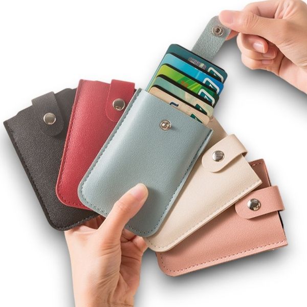 Hidden Pull Out Card Case Organizer/Multi-Card PU Leather With Buckle Card Sleeve
