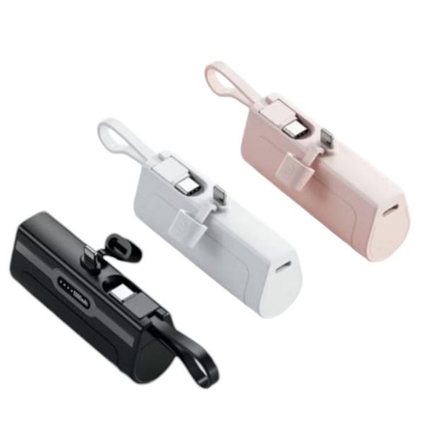 5000mAh Mini Capsule Portable Charger Compatible With iPhone Mini PowerBank Fast Charging With Type-C Cable