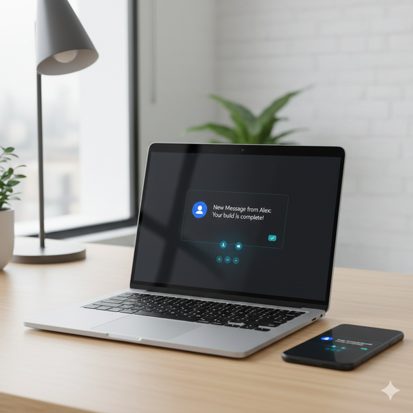 Smartphone and laptop showing notification alerts appearing