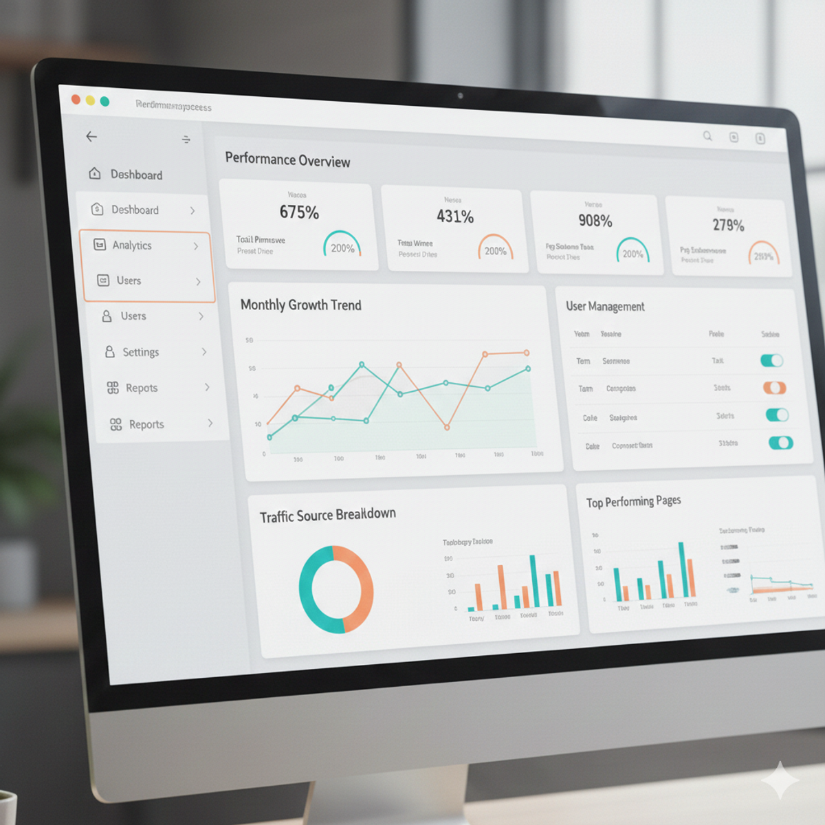 Modern admin dashboard interface for managing business operations