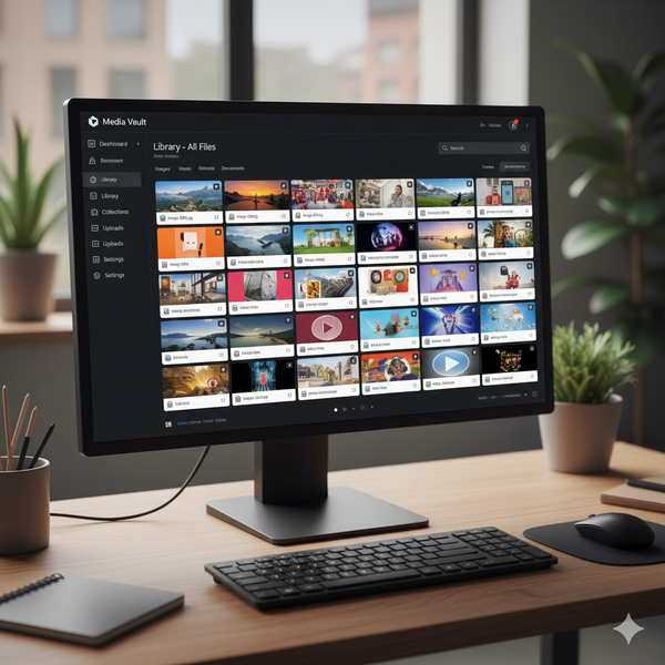 Media library grid interface.