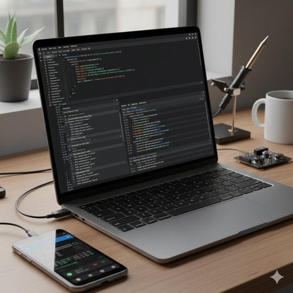 Mobile device next to a laptop showing API documentation