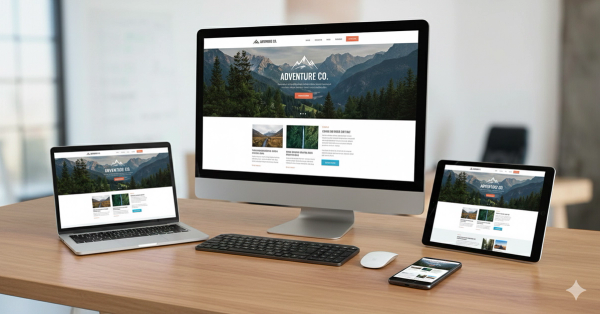 Website displayed across multiple devices.