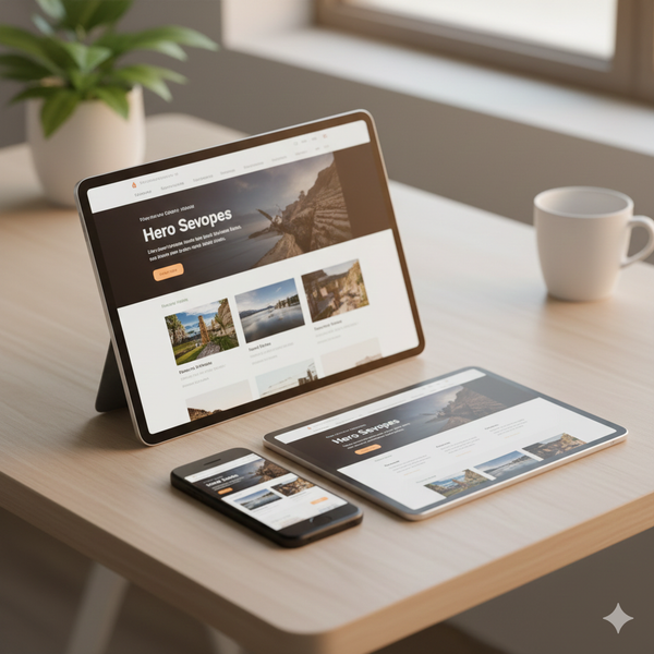 Smartphone and tablet showing responsive webpage