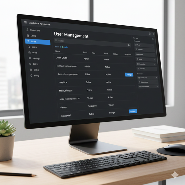 User roles and permissions dashboard.