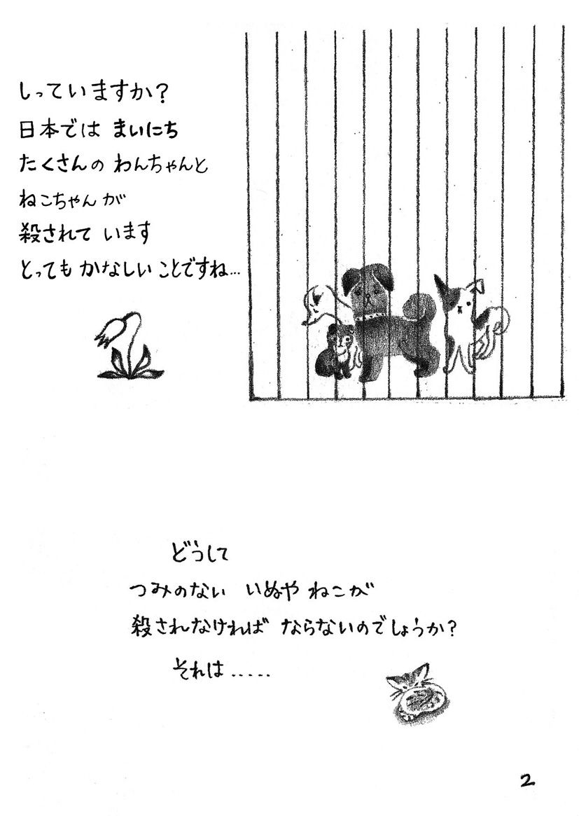 知っていますか 日本では毎日たくさんのわんちゃんとねこちゃんが殺されています とっても悲しいことですね どうして罪のない犬や猫が殺されなければならないのでしょうか それは