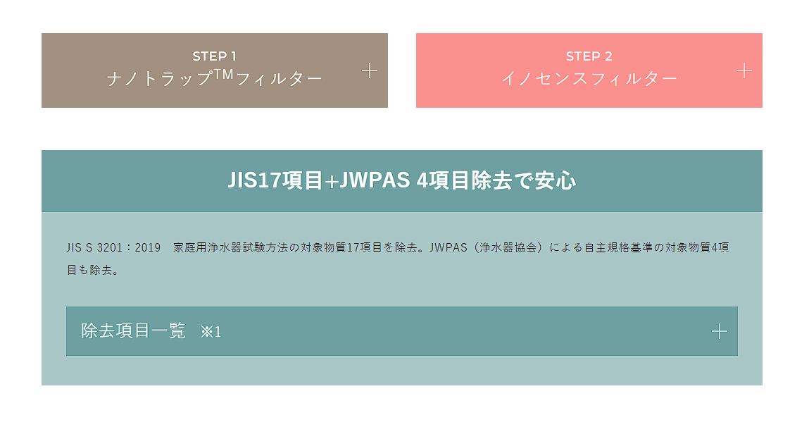 ウォータースタンドの高性能フィルター説明