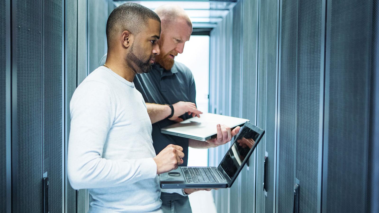 two men in server room