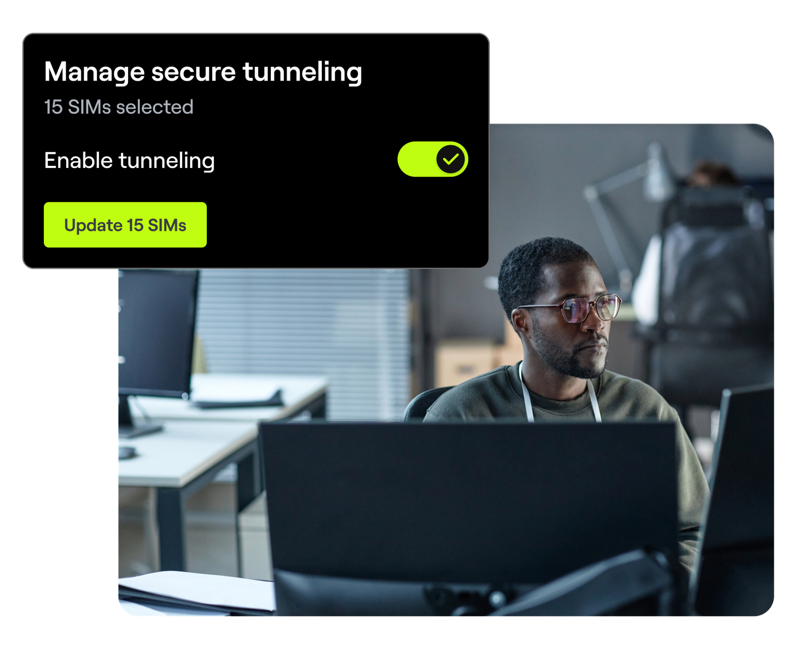 Illustration of the secure tunneling UI