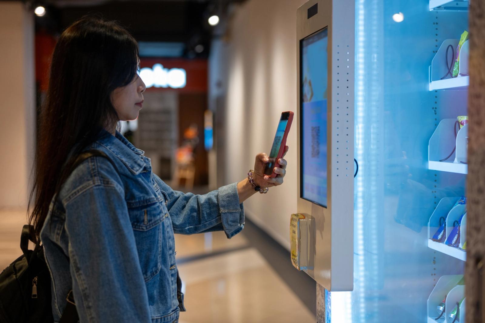 cashless mobile payment at an automated self-service kiosk