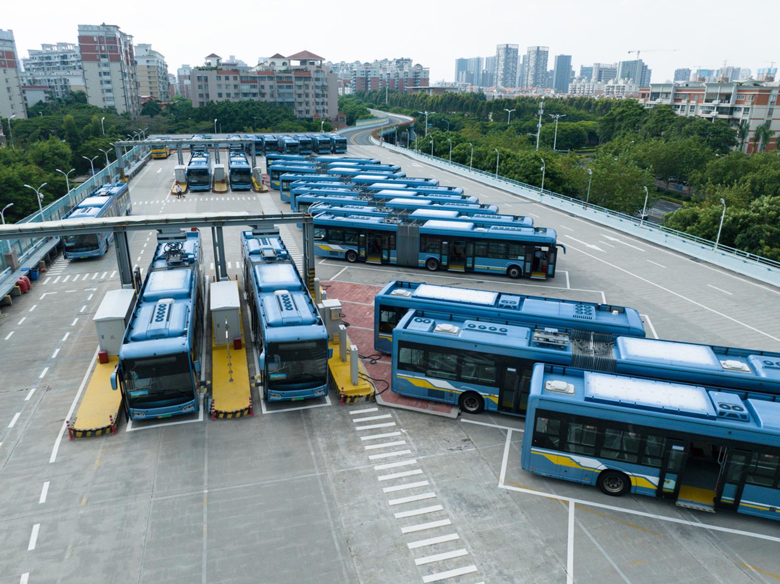 Electric bus charging station