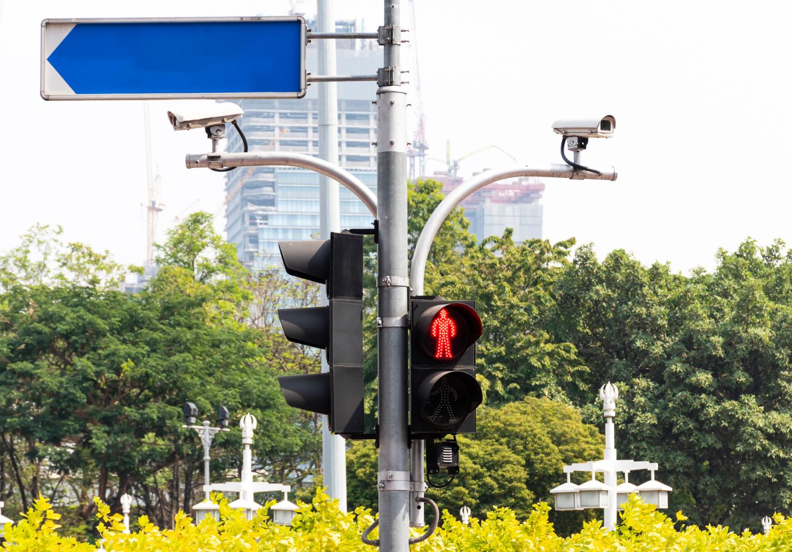 Traffic light with pedestrian traffic cameras