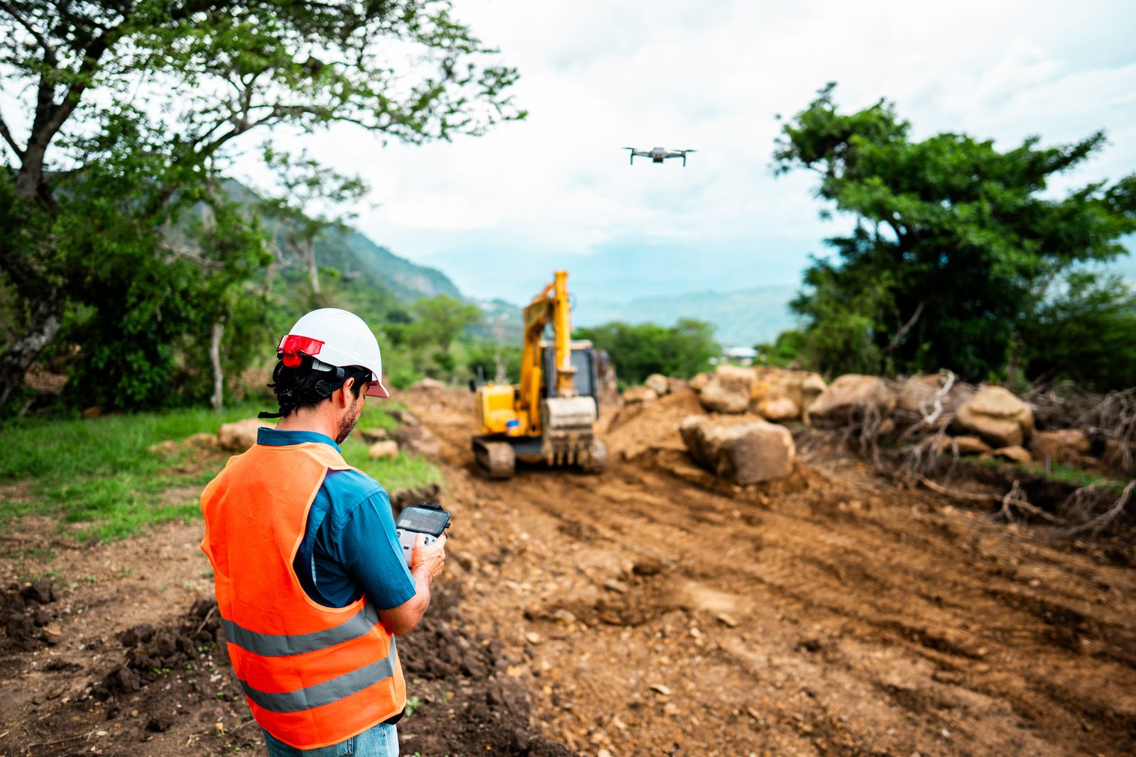 construction site using drone
