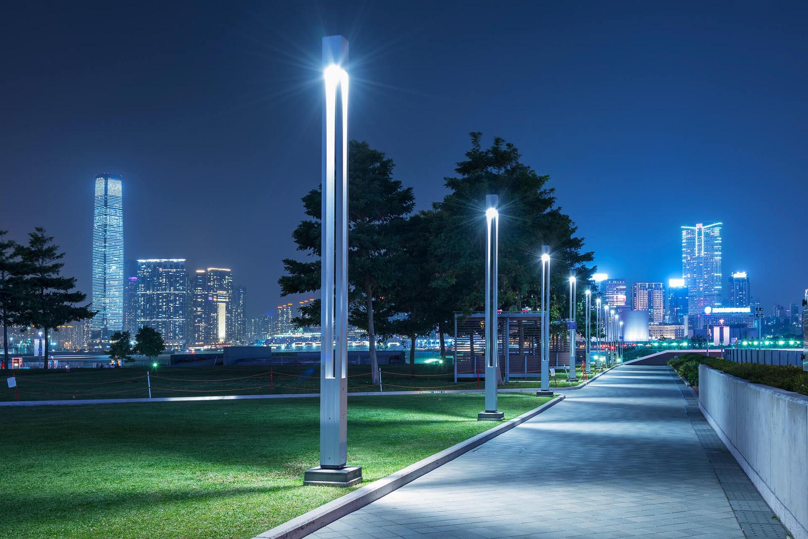 A modern street smart LED lighting pole