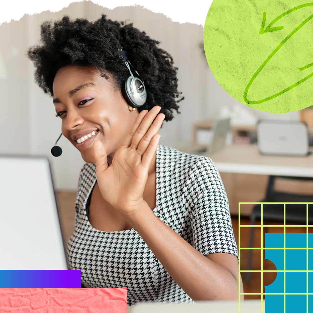 An employee on a video call