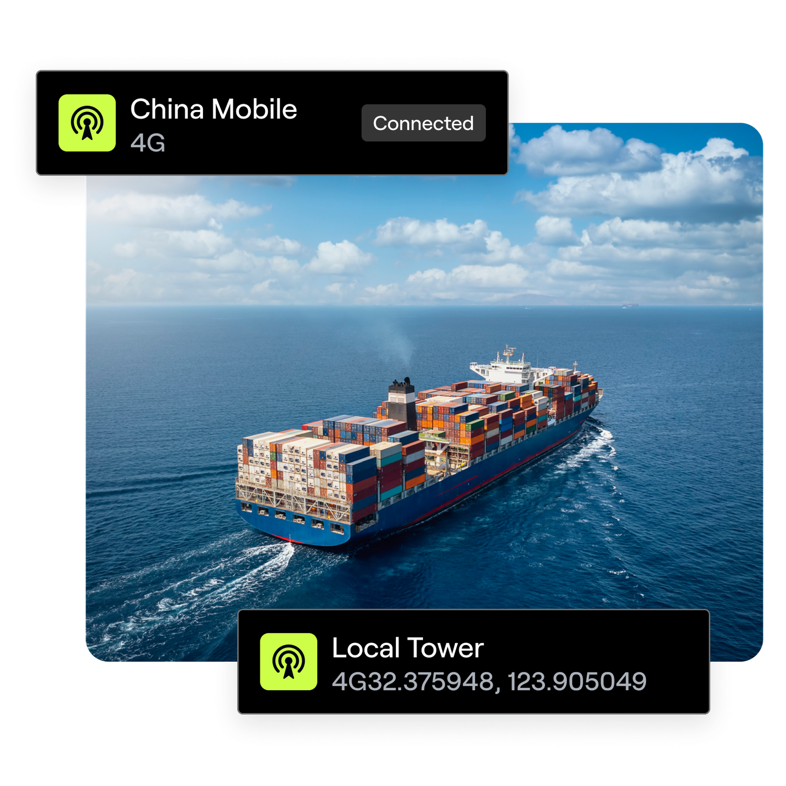 A cargo ship with Dashboard UI overlaid