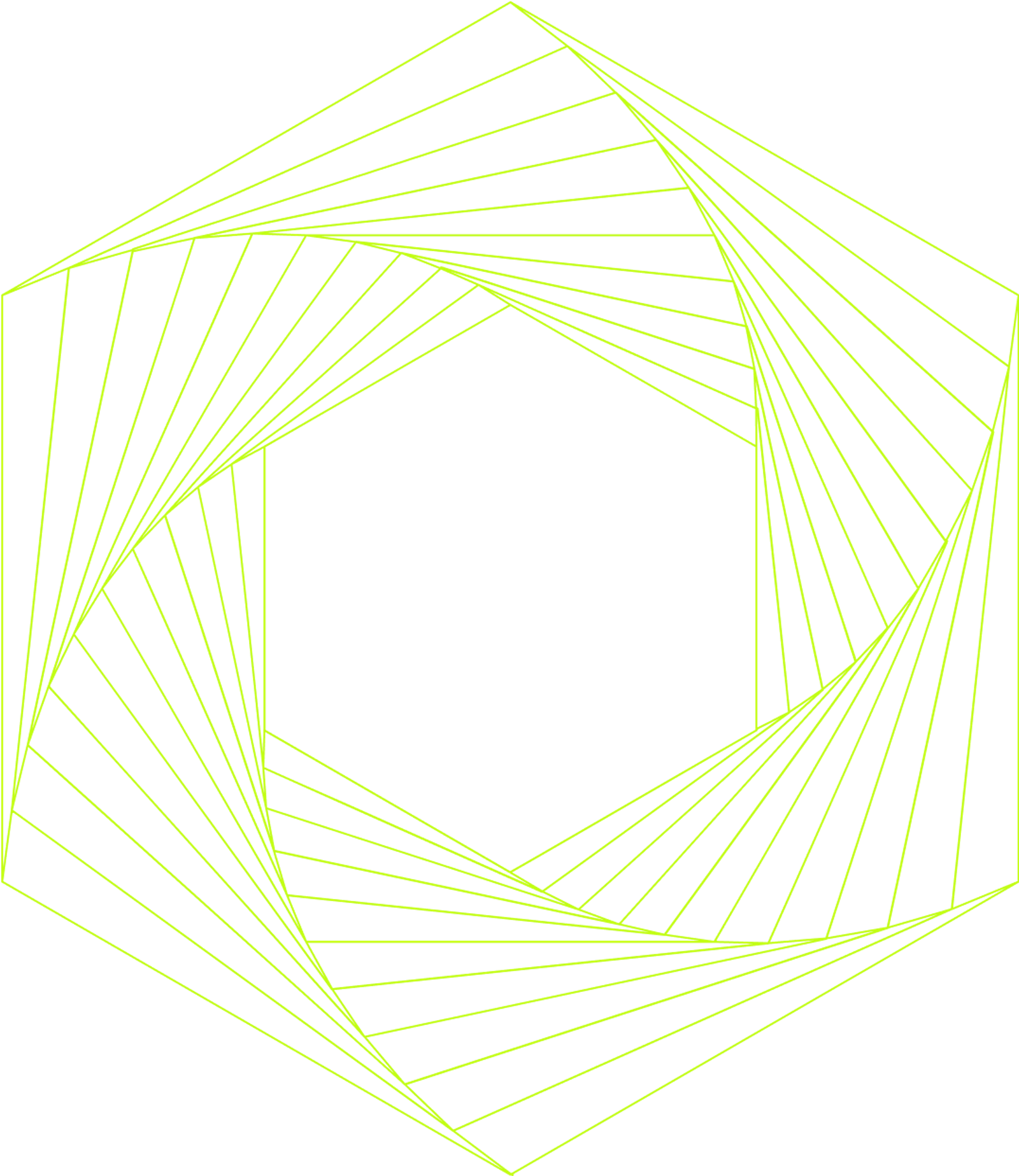 line art of a green hexagon