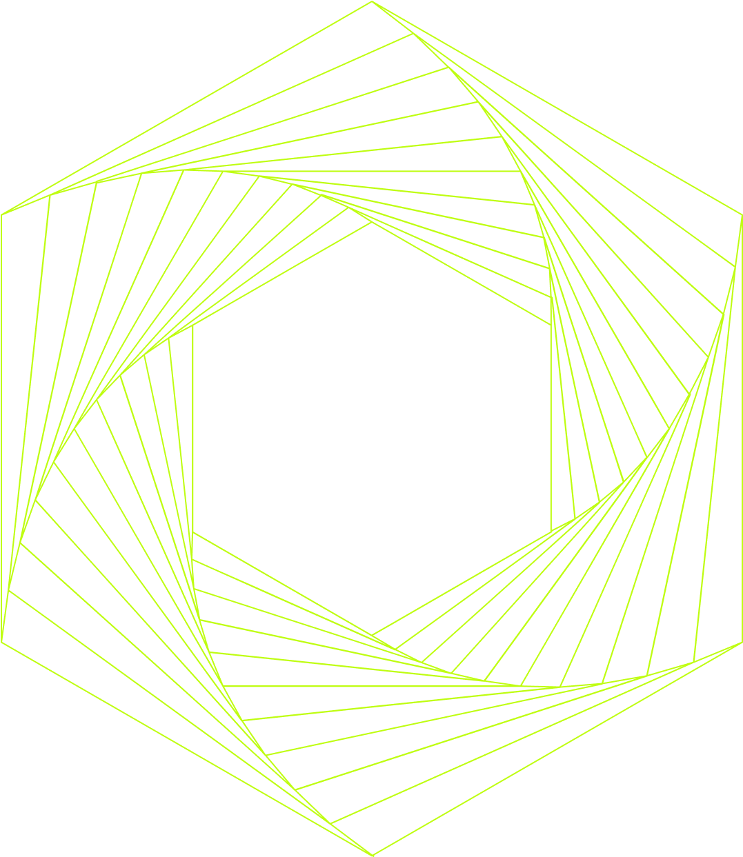 line art of a green hexagon