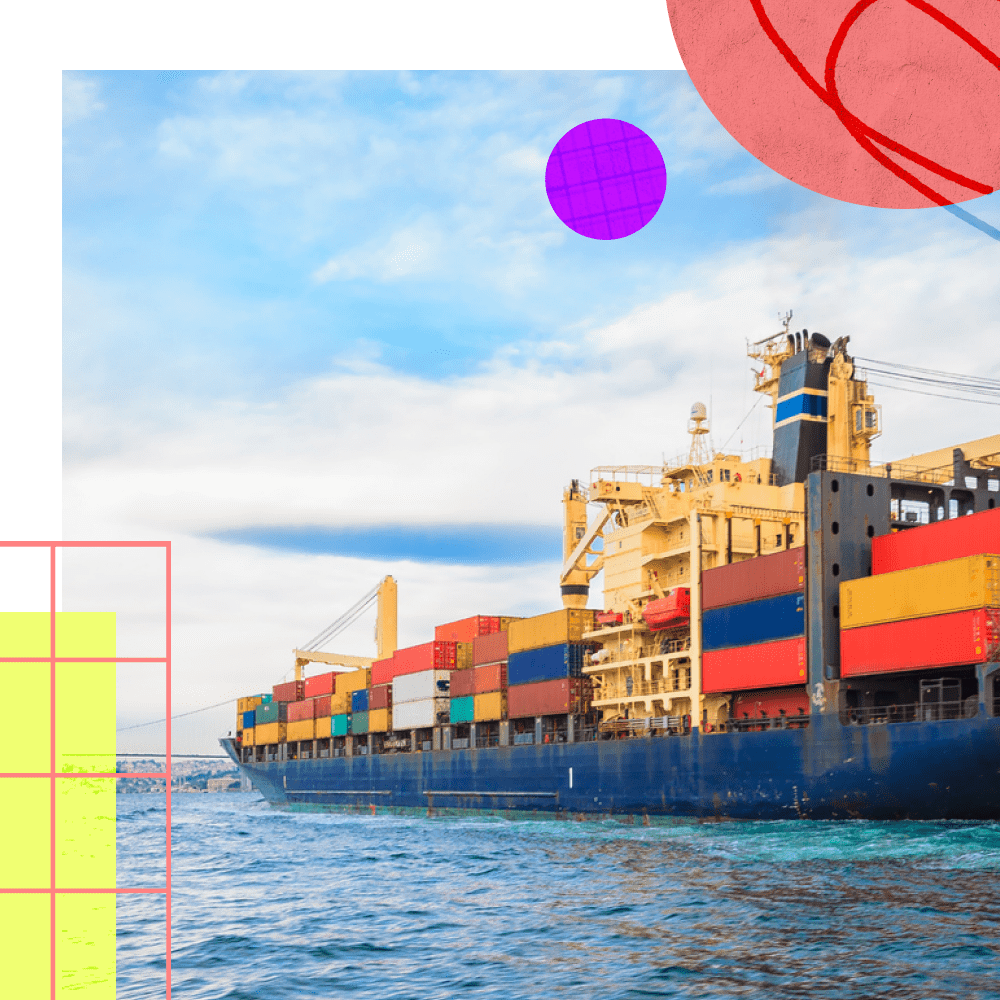 Cargo ship with shipping containers