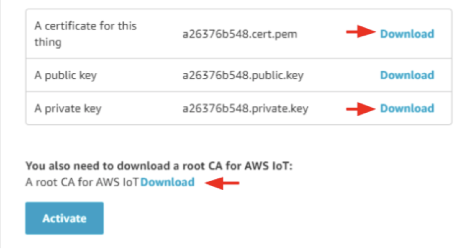 AWS activate screenshot