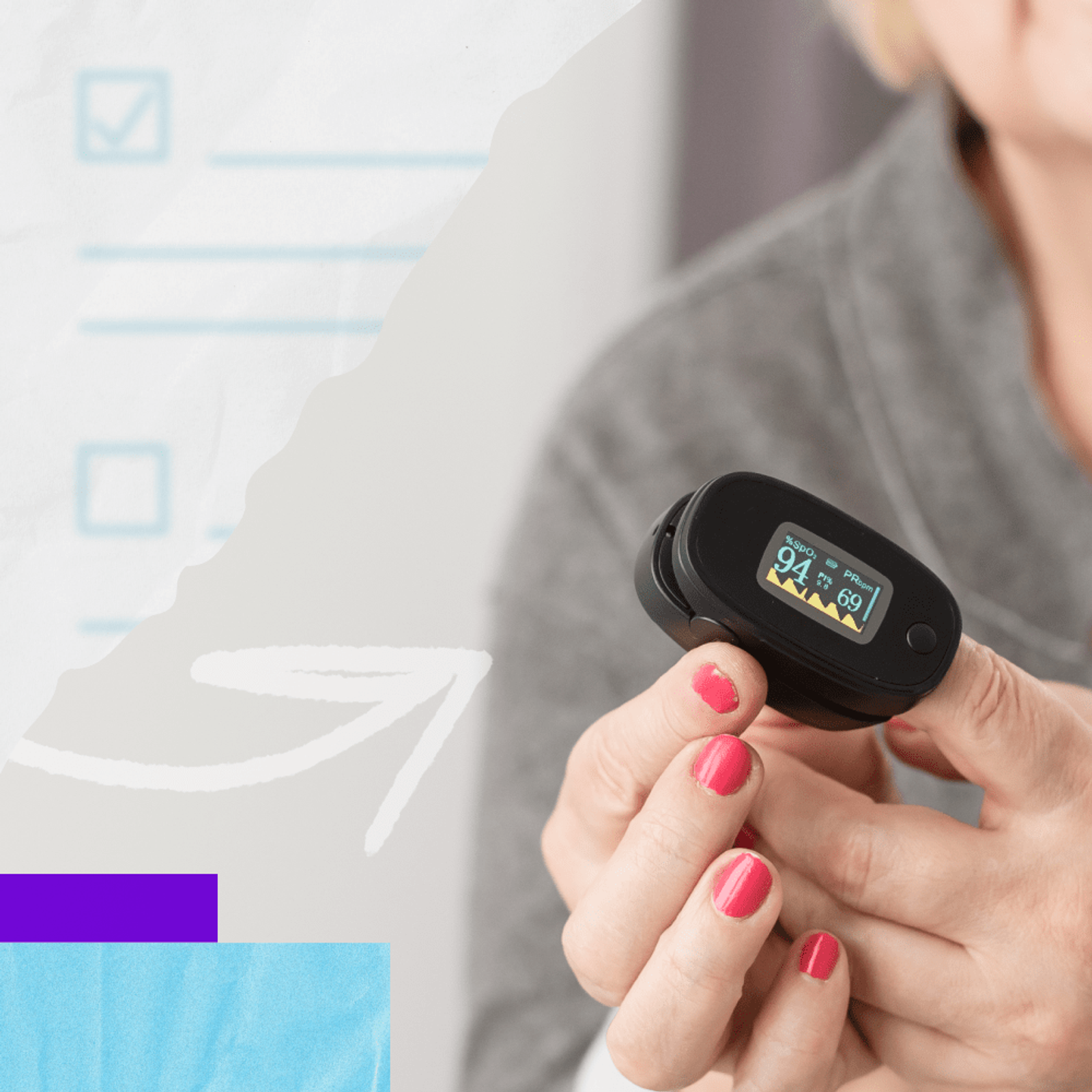 Person checking heart rate from finger