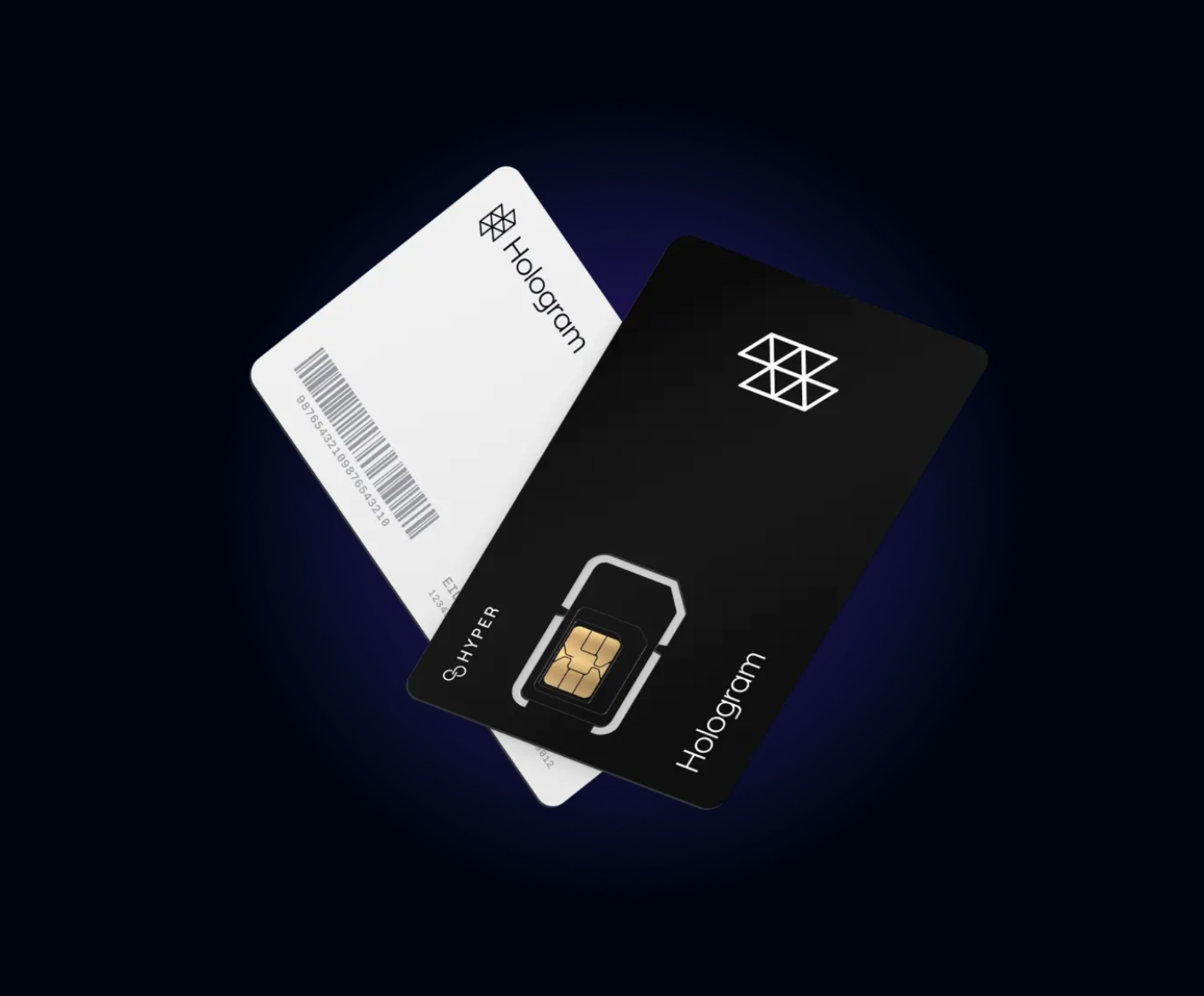 Image of two Hologram Hyper SIM cards