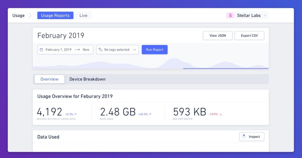 screenshot of the Hologram dashboard