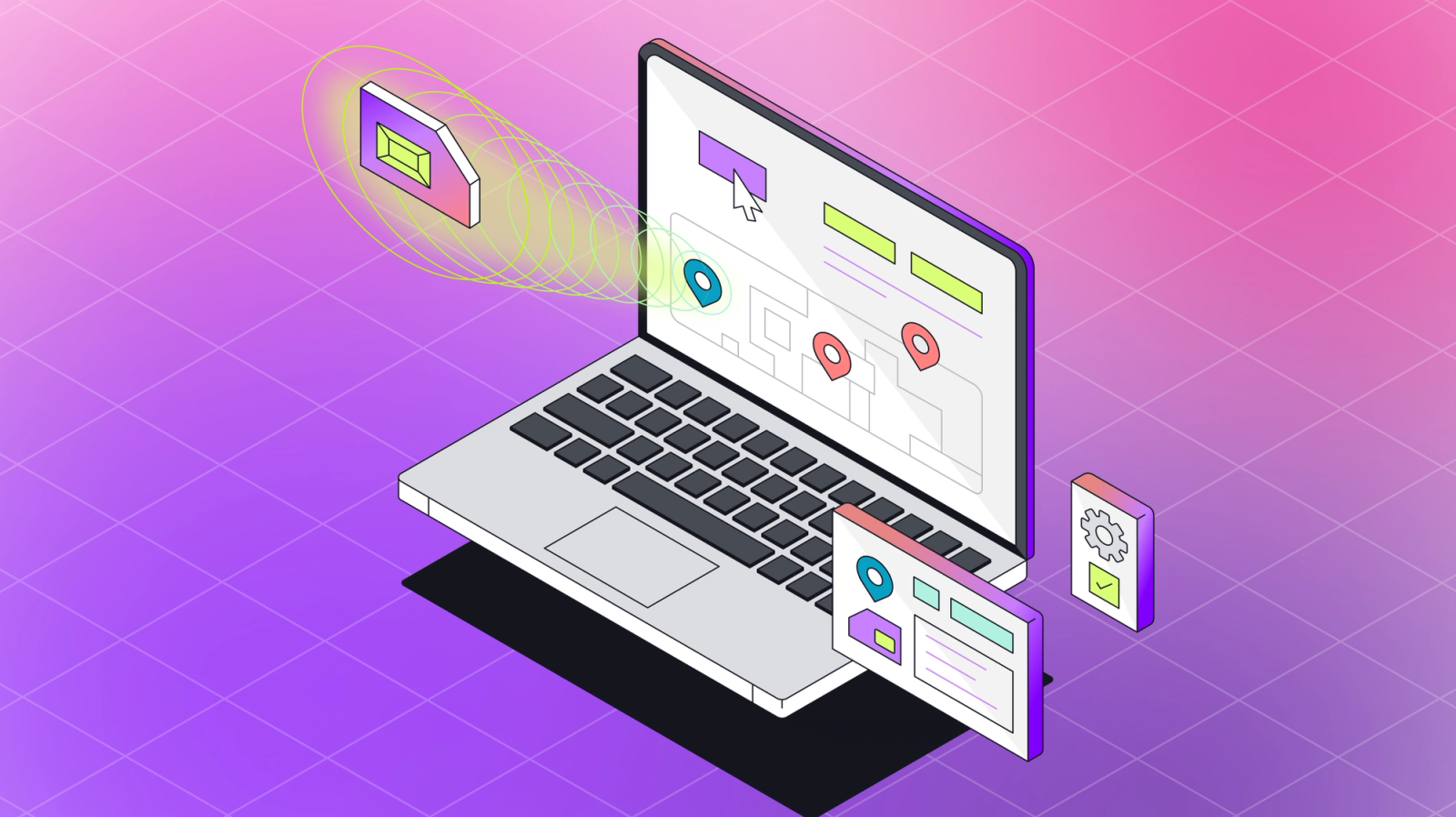 Illustration of a computer communication with a SIM card through secure device tunneling