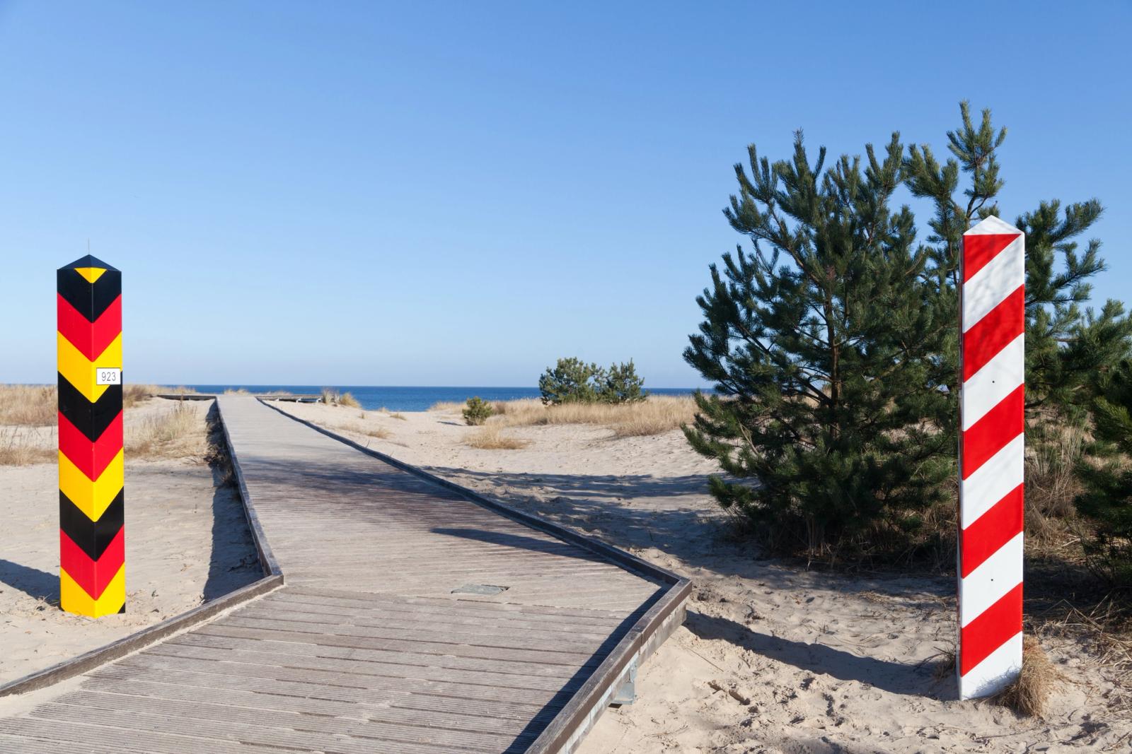Geographical Border between Germany and Poland on the Baltic Sea