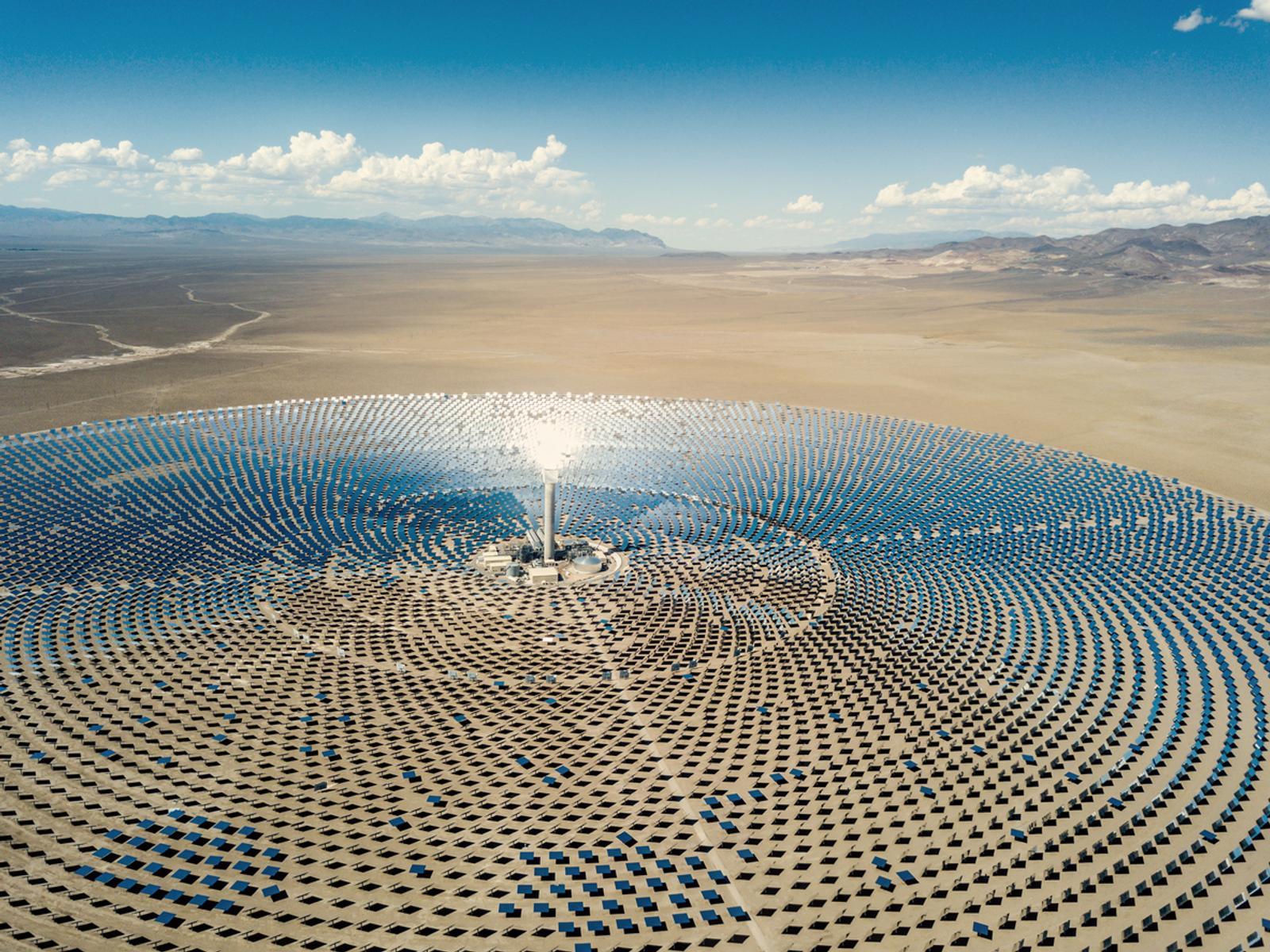 Solar thermal power station aerial view