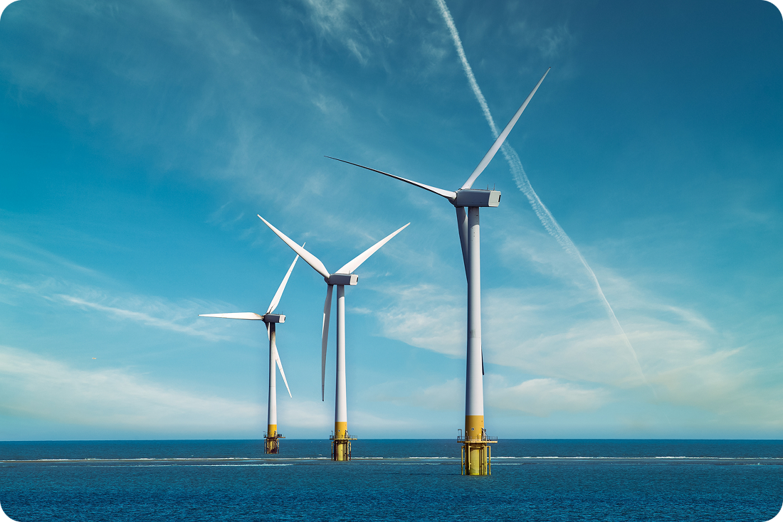 Wind turbines in the ocean