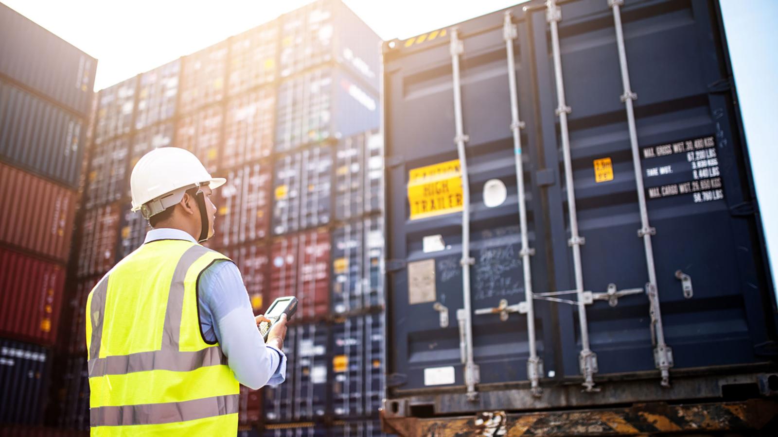 Man Scanning cargo container