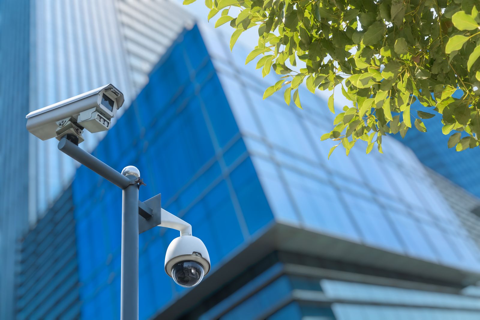 Security camera in front of office building