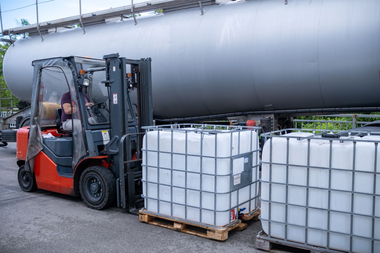 Plastic IBC Tanks In The Warehouse