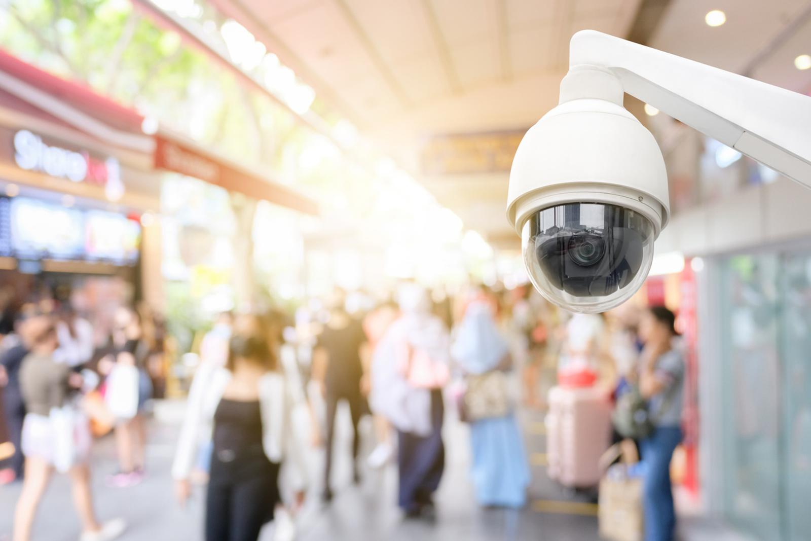 CCTV camera monitoring shopping center
